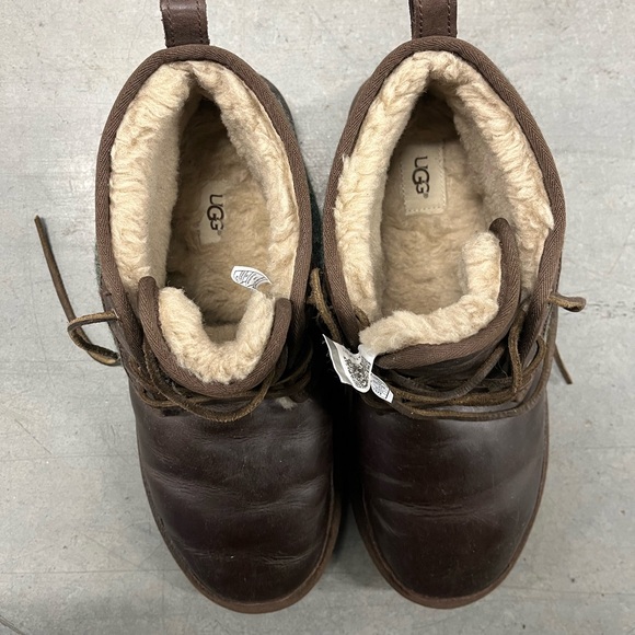 UGG Neumel Donegal Stout Brown Leather Wool Chukka Boots - Picture 7 of 7